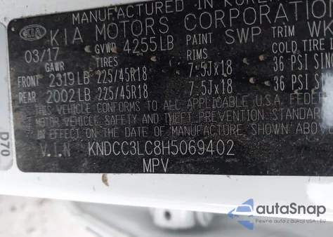 2017 Kia Niro Ex z USA, uszkodzony, nr VIN KNDCC3LC8H5069402